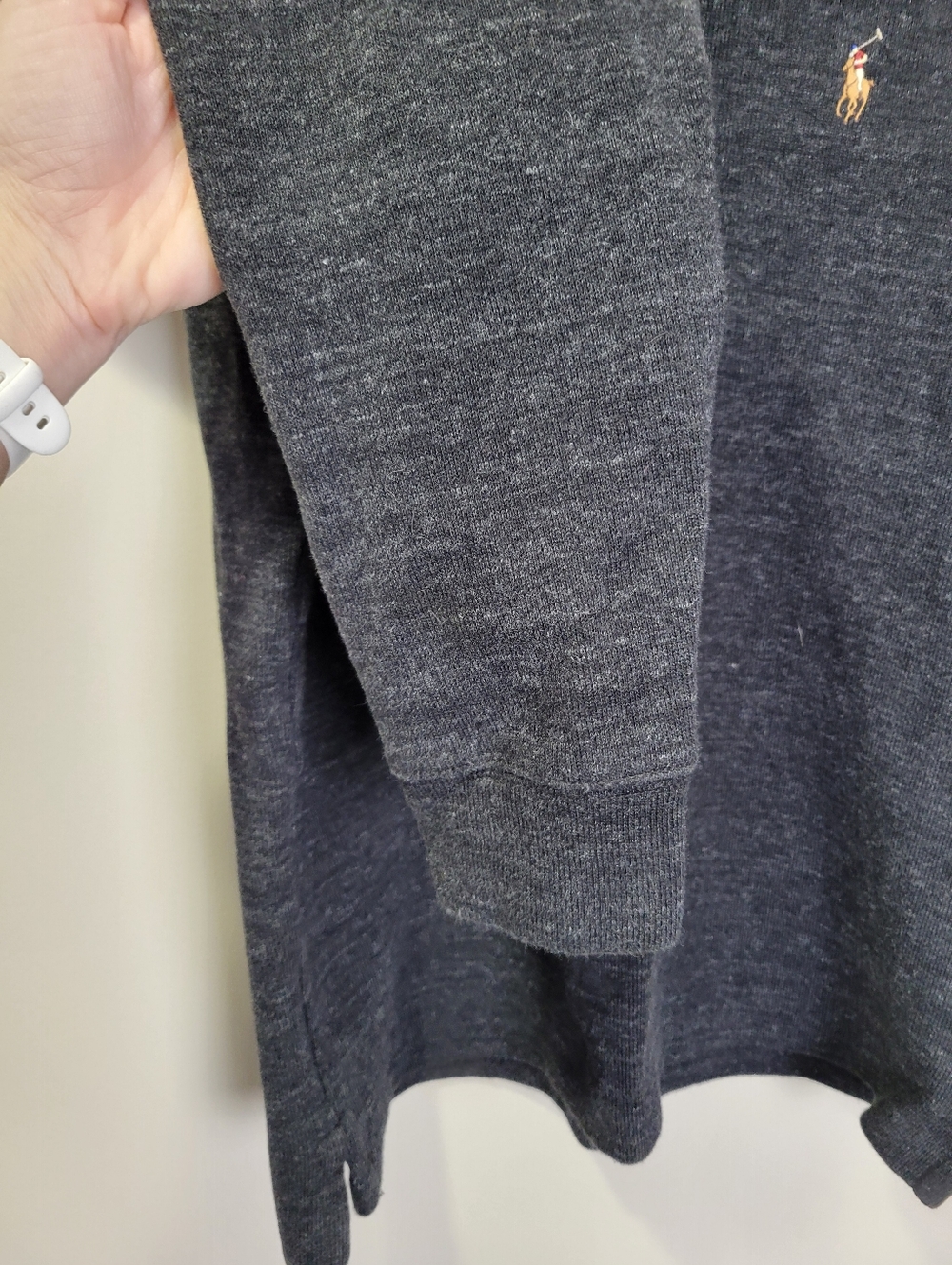 Polo Ralph Lauren Mens Medium Quarter Zip Pullover Sweater Gray Pony Logo - Picture 3 of 9
